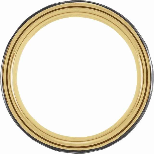 Black & 18K Yellow Gold PVD Tungsten 8 mm Grooved Band - Balacia