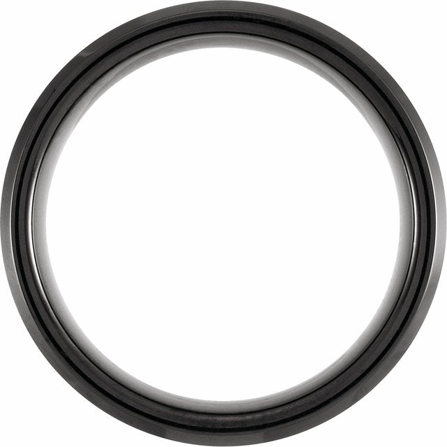 Black and Blue PVD Tungsten 8 mm Grooved Band - Balacia