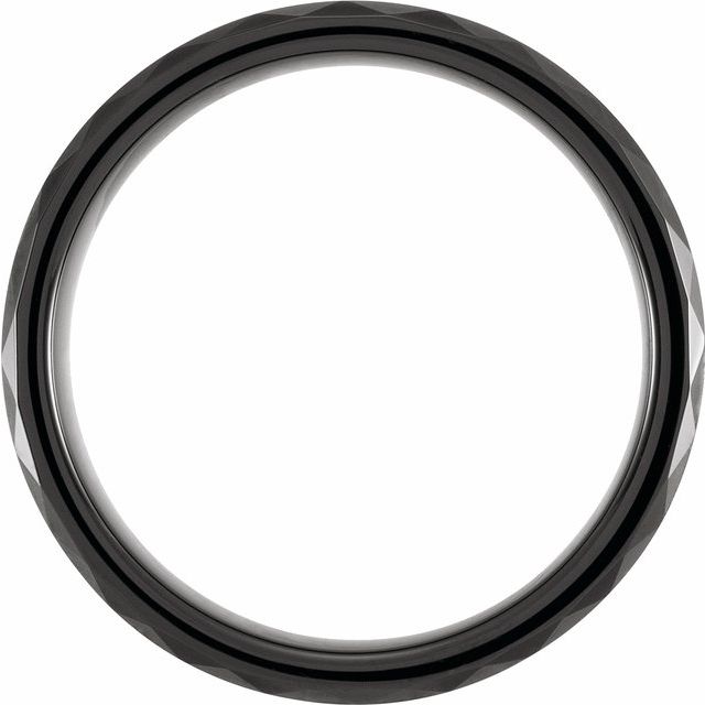 Black PVD Tungsten 6 mm Faceted Beveled - Edge Band - Balacia