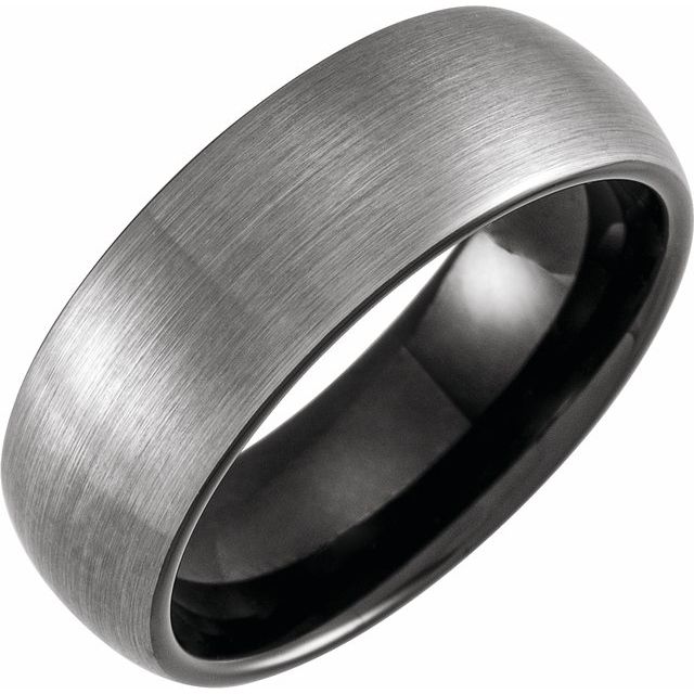 Black PVD Tungsten 8 mm Half Round Band Size 10 with Satin Finish - Balacia