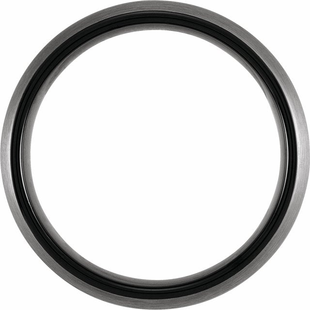 Black PVD Tungsten 8 mm Half Round Band Size 10 with Satin Finish - Balacia