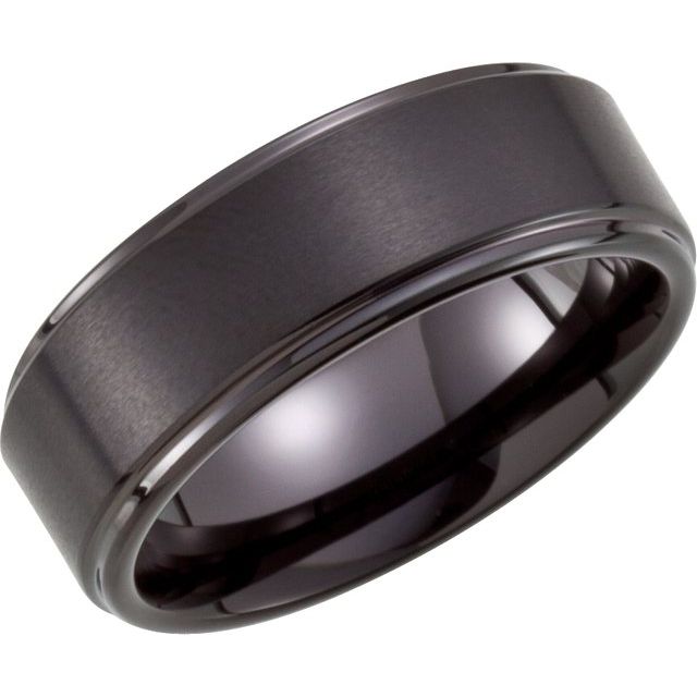 Black PVD Tungsten 8 mm Ridged Band - Balacia