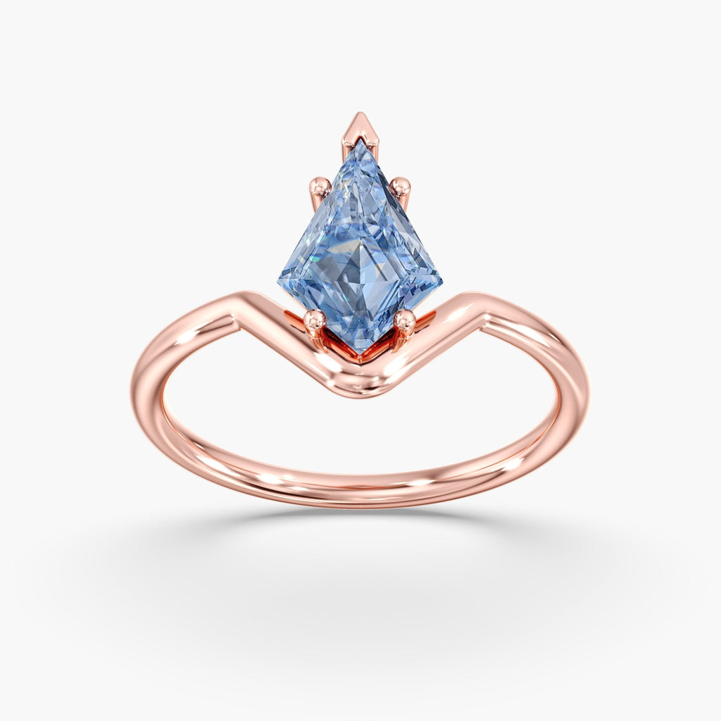 Rose Gold Blue Diamond Kite Cut Ring