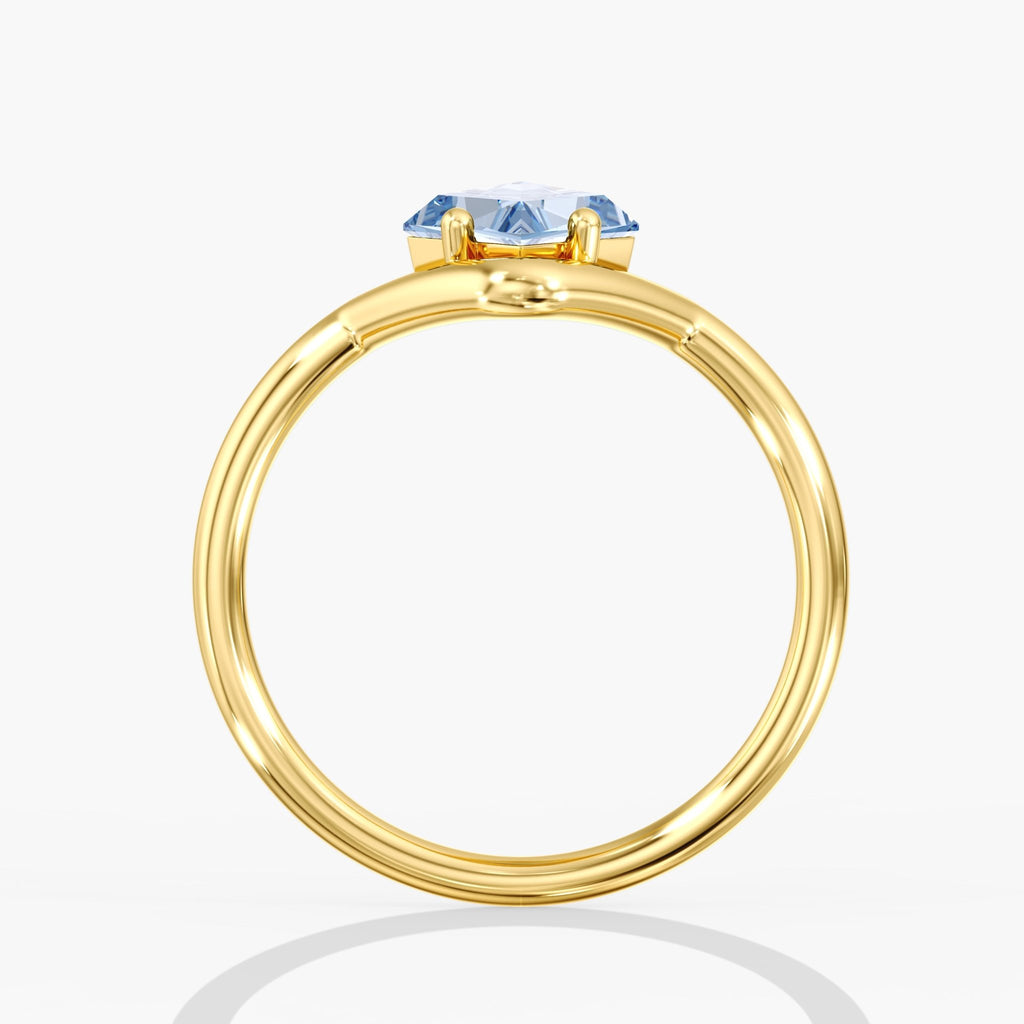 Yellow Gold Blue Diamond Kite Cut Ring Side View