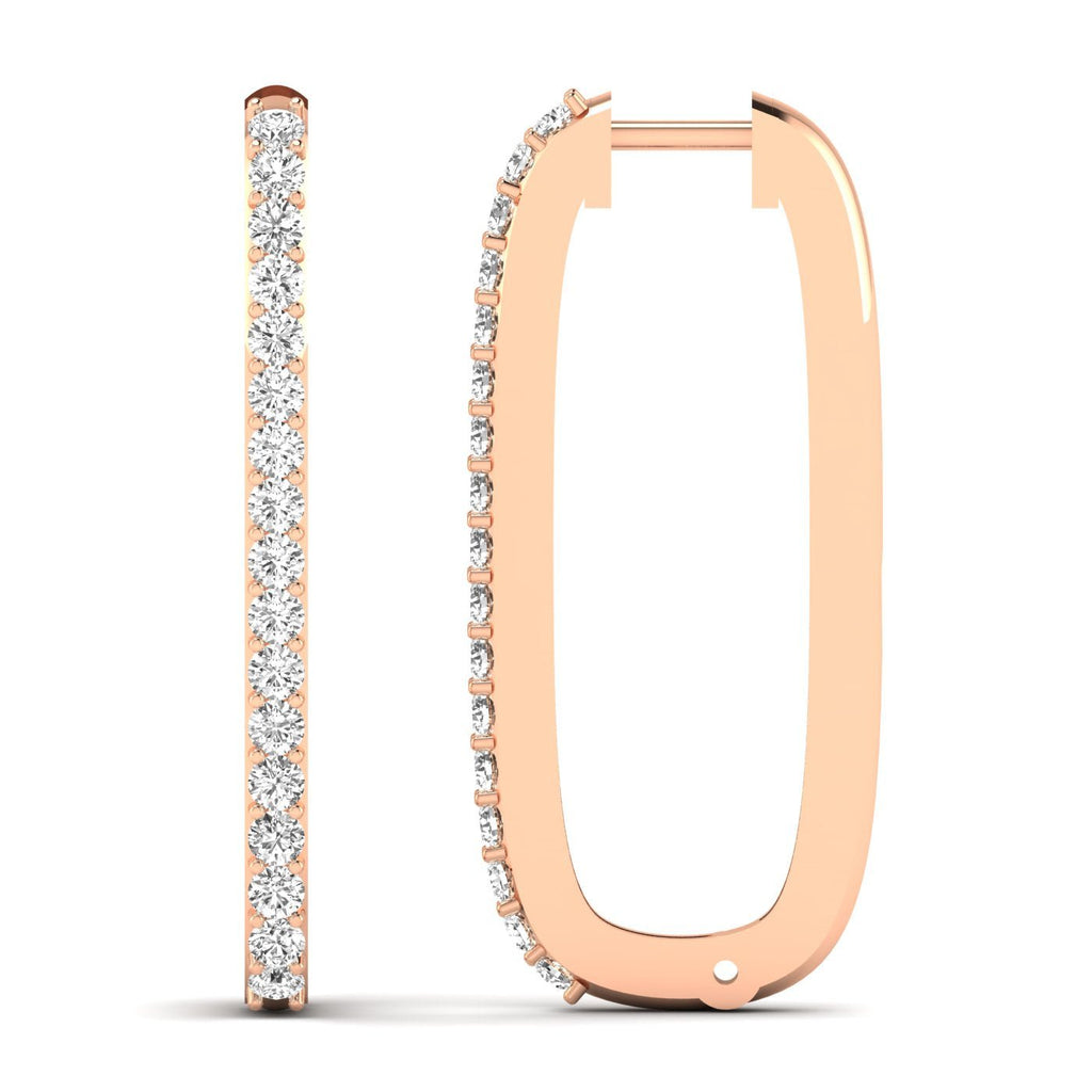 Bold Elongated Diamond Hoop Earrings - Balacia