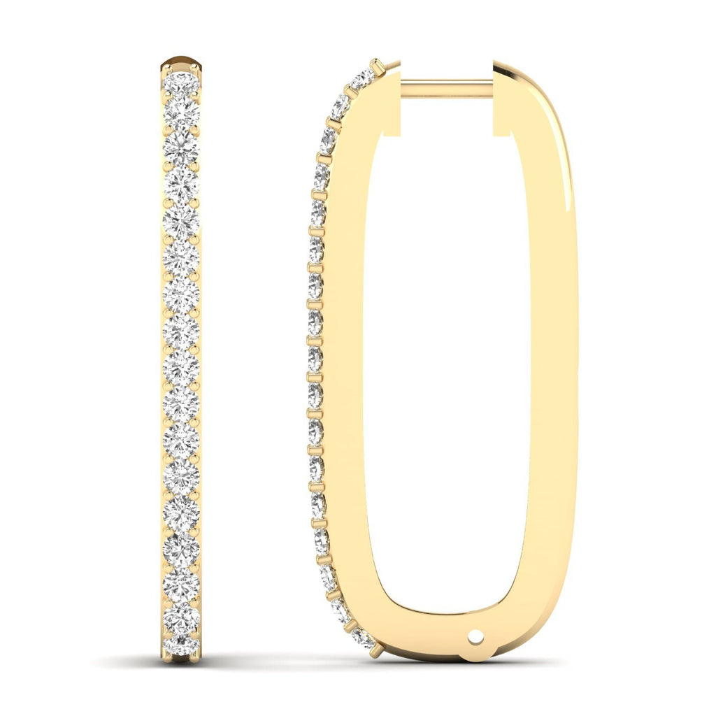 Bold Elongated Diamond Hoop Earrings - Balacia