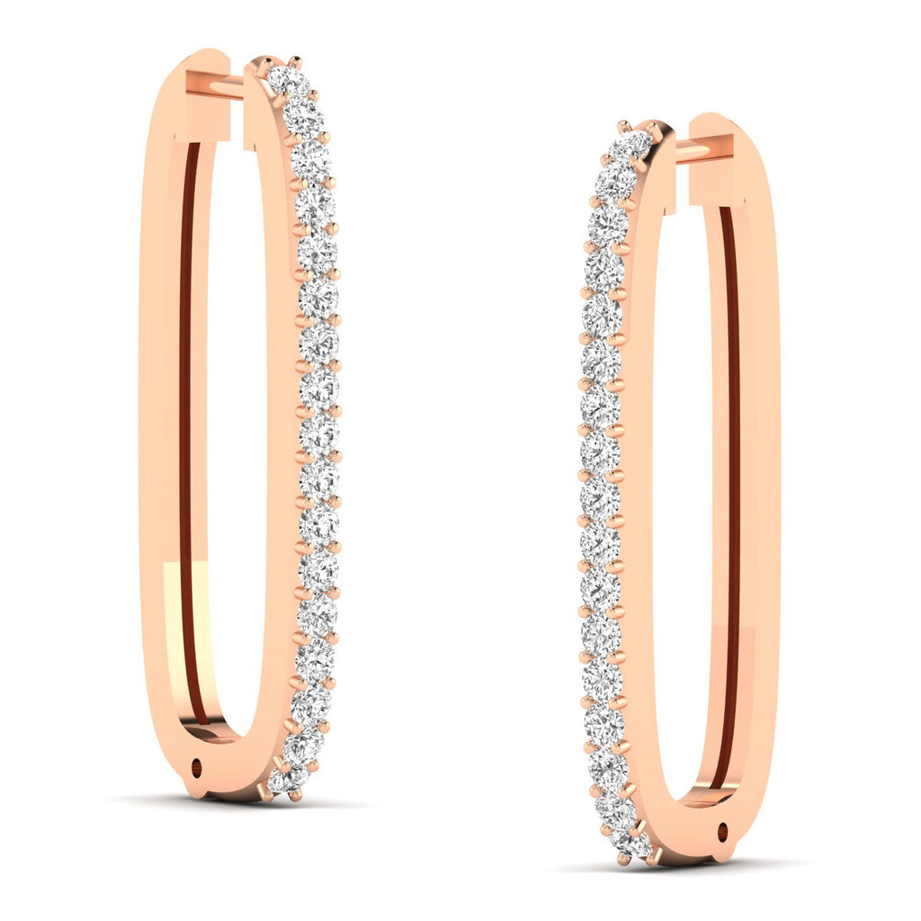 Bold Elongated Diamond Hoop Earrings - Balacia