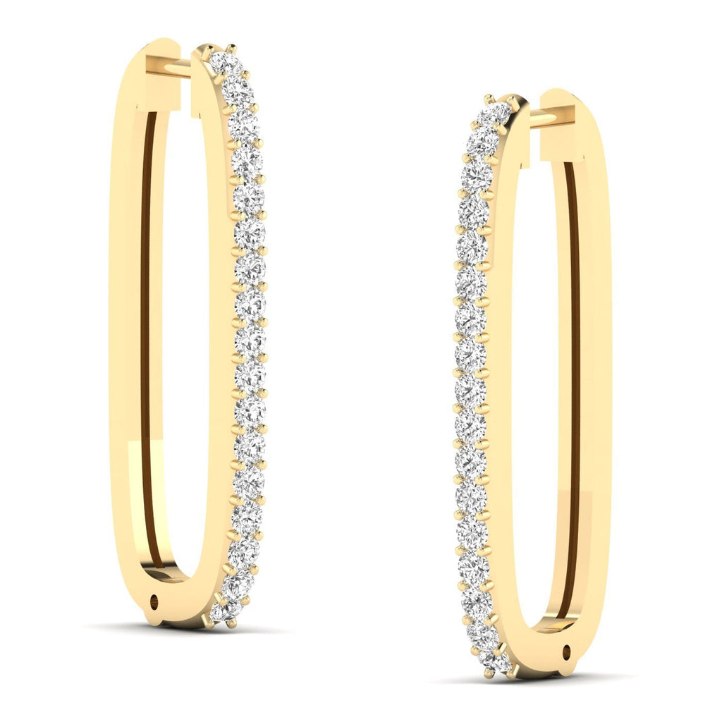 Bold Elongated Diamond Hoop Earrings - Balacia