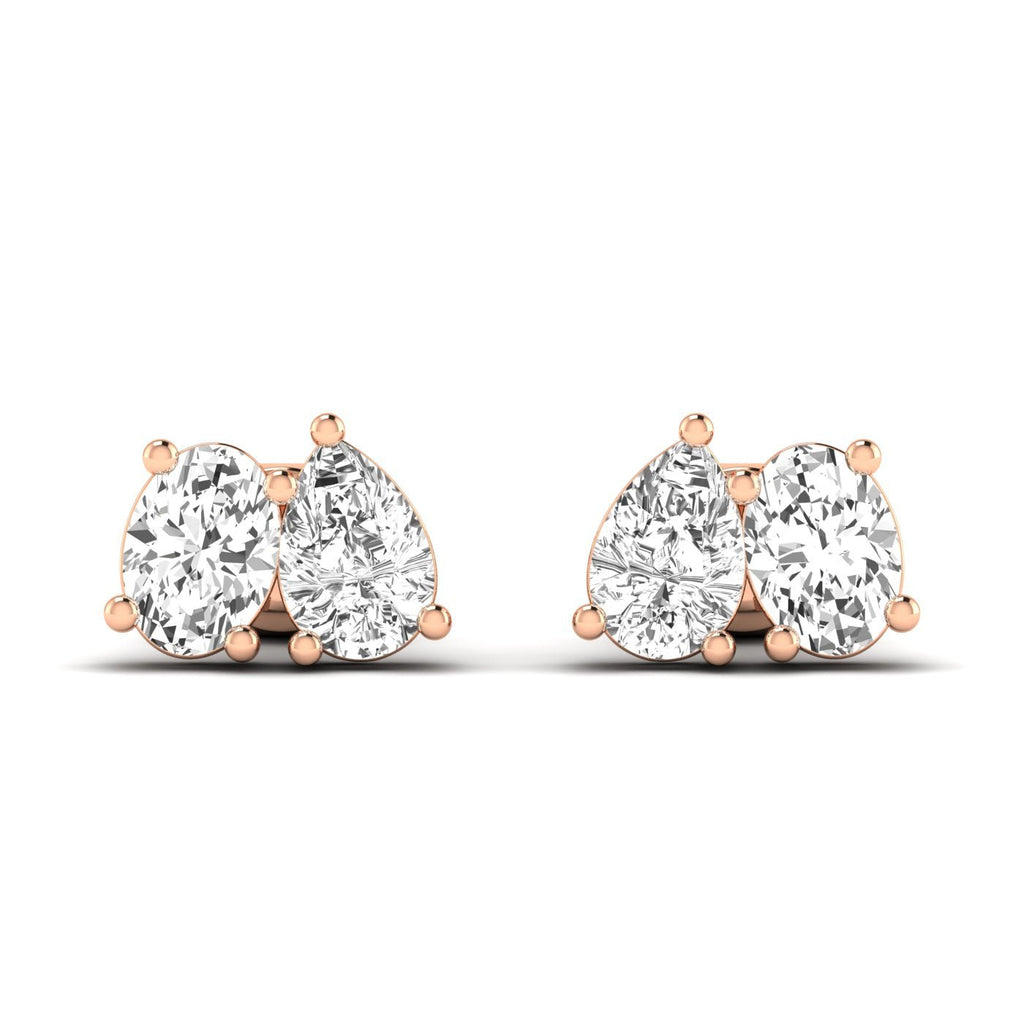 Classic Pear & Oval Diamond Toi et Moi Earrings - Balacia