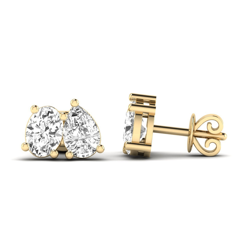 Classic Pear & Oval Diamond Toi et Moi Earrings - Balacia