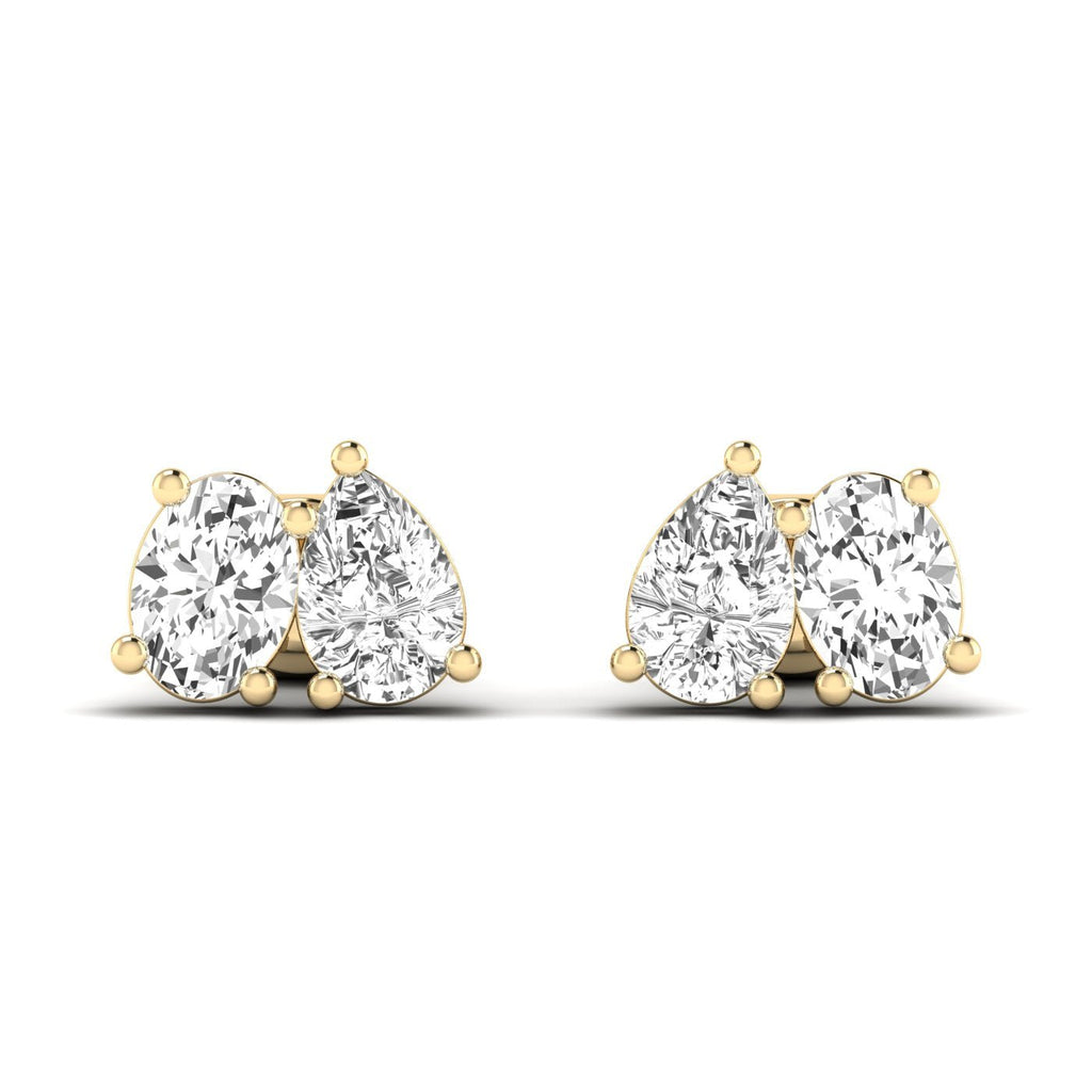 Classic Pear & Oval Diamond Toi et Moi Earrings - Balacia