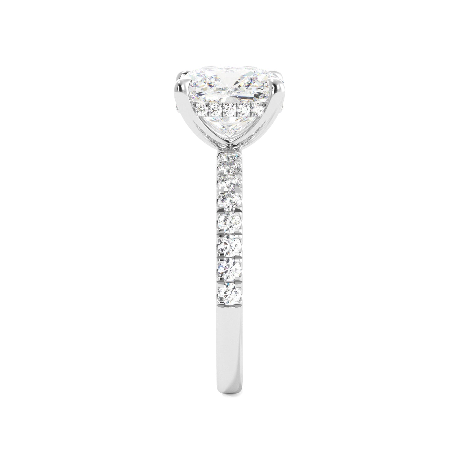 cushion cut hidden halo black owned engagement rings