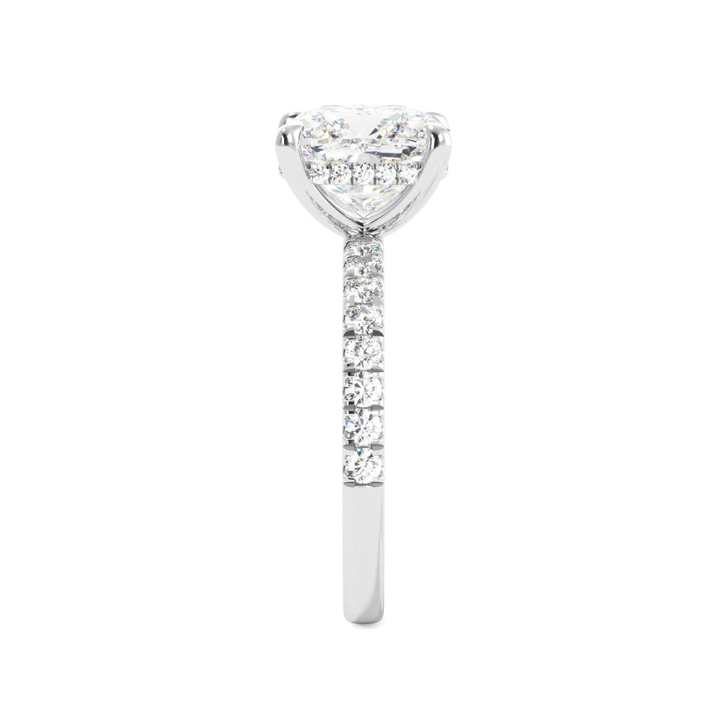cushion cut hidden halo black owned engagement rings