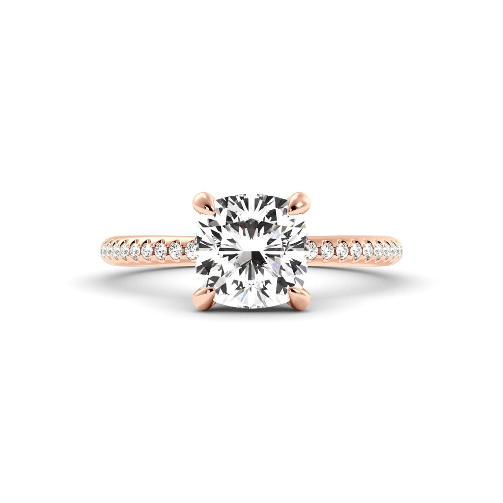 Cushion Cut Diamond Hidden Halo Engagement Ring