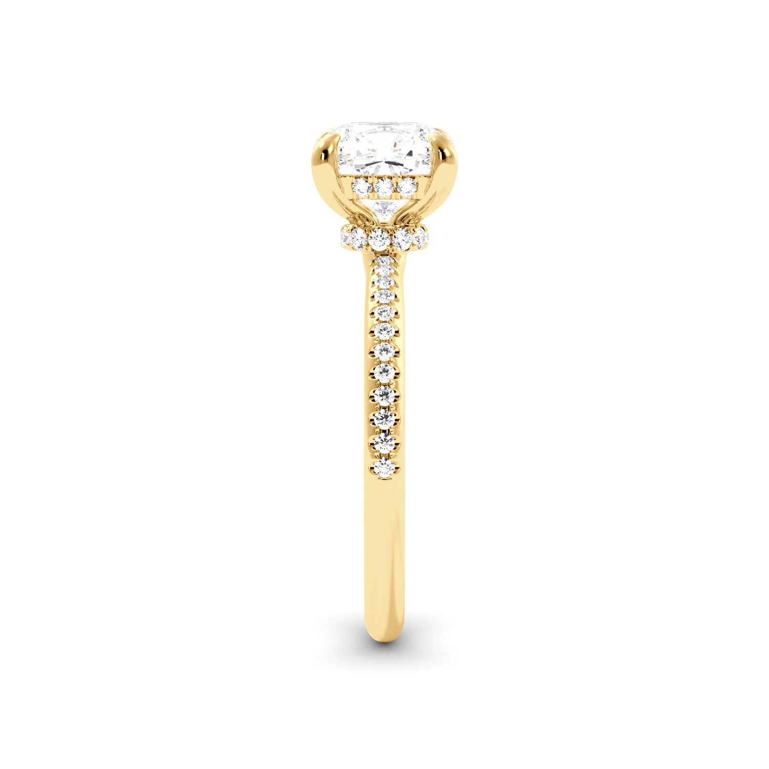 Cushion Cut Diamond Hidden Halo Engagement Ring