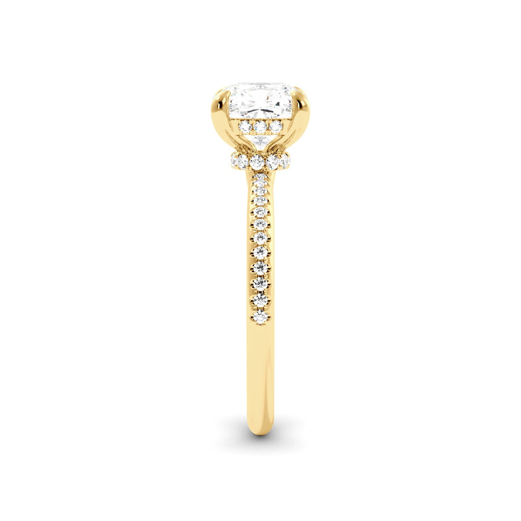 Cushion Cut Diamond Hidden Halo Engagement Ring