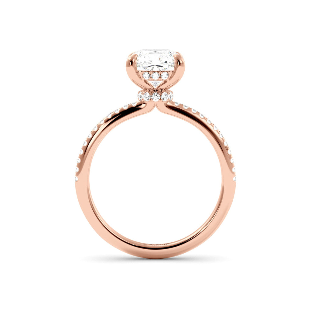 Cushion Cut Diamond Hidden Halo Engagement Ring