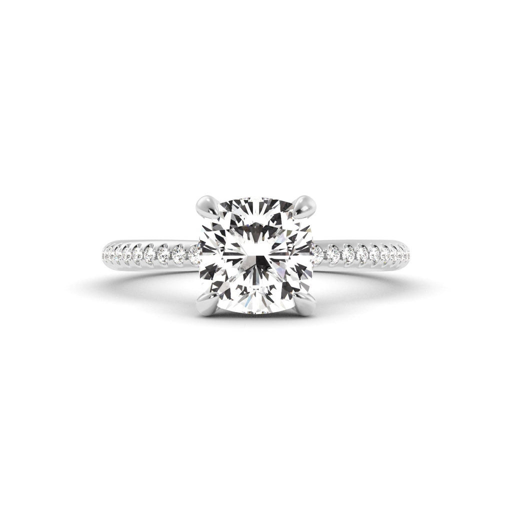 Cushion Cut Diamond Hidden Halo Engagement Ring