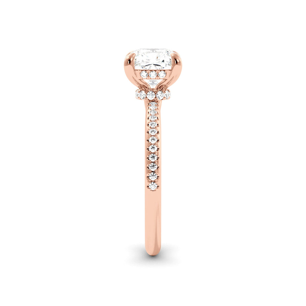 Cushion Cut Diamond Hidden Halo Engagement Ring