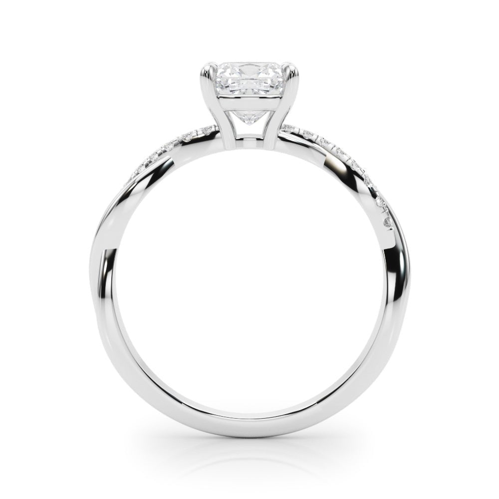 Cushion Cut Diamond Twist Engagement Ring Side