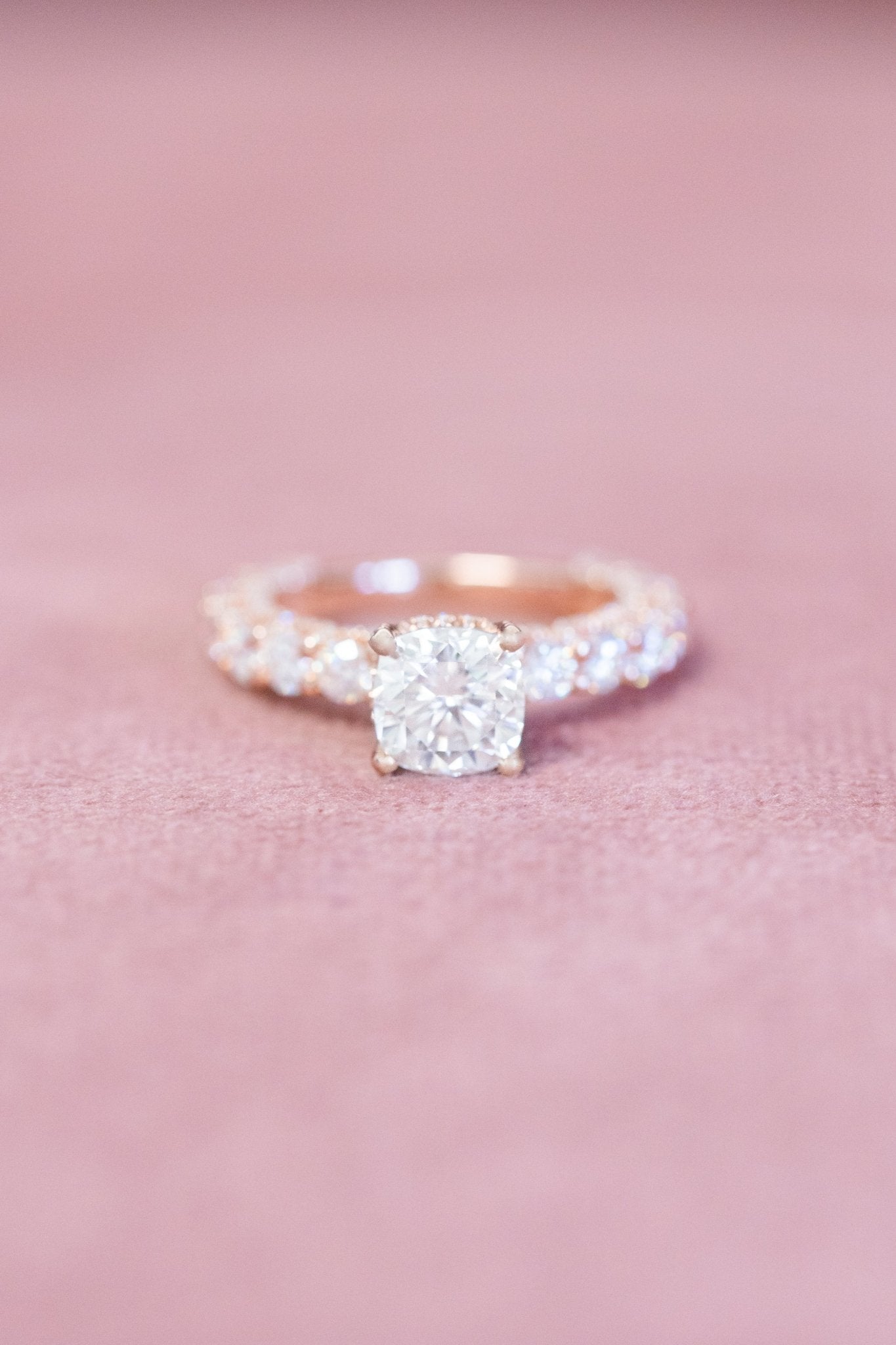 Cushion Cut Moissanite Micropave Engagement Ring