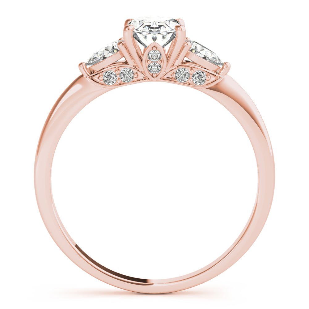 Rose Gold Oval Diamond with Pear Sides Engagement Ring Side