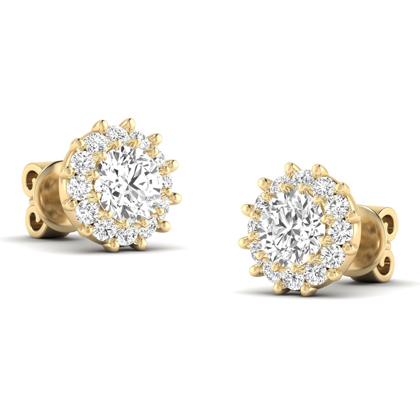 Dazzling Diamond Halo Stud Earrings - Balacia