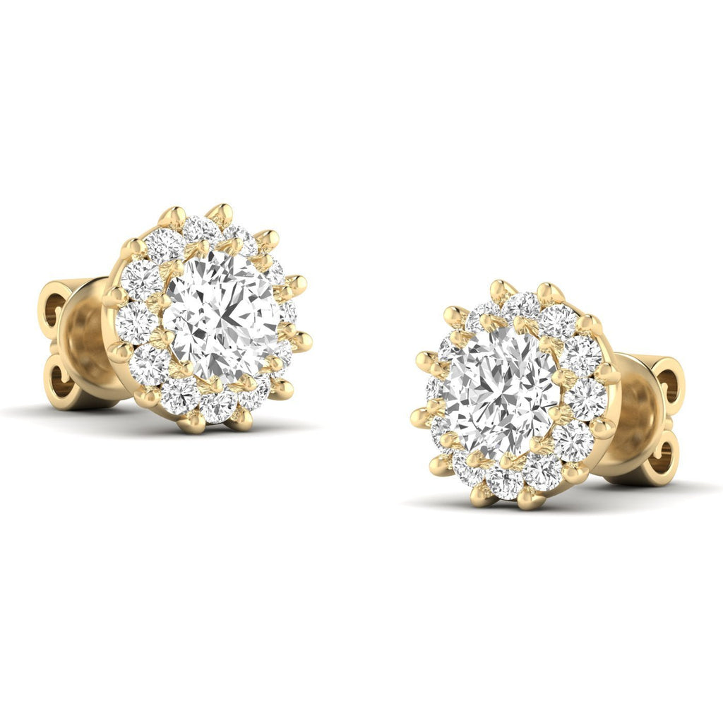 Dazzling Diamond Halo Stud Earrings - Balacia