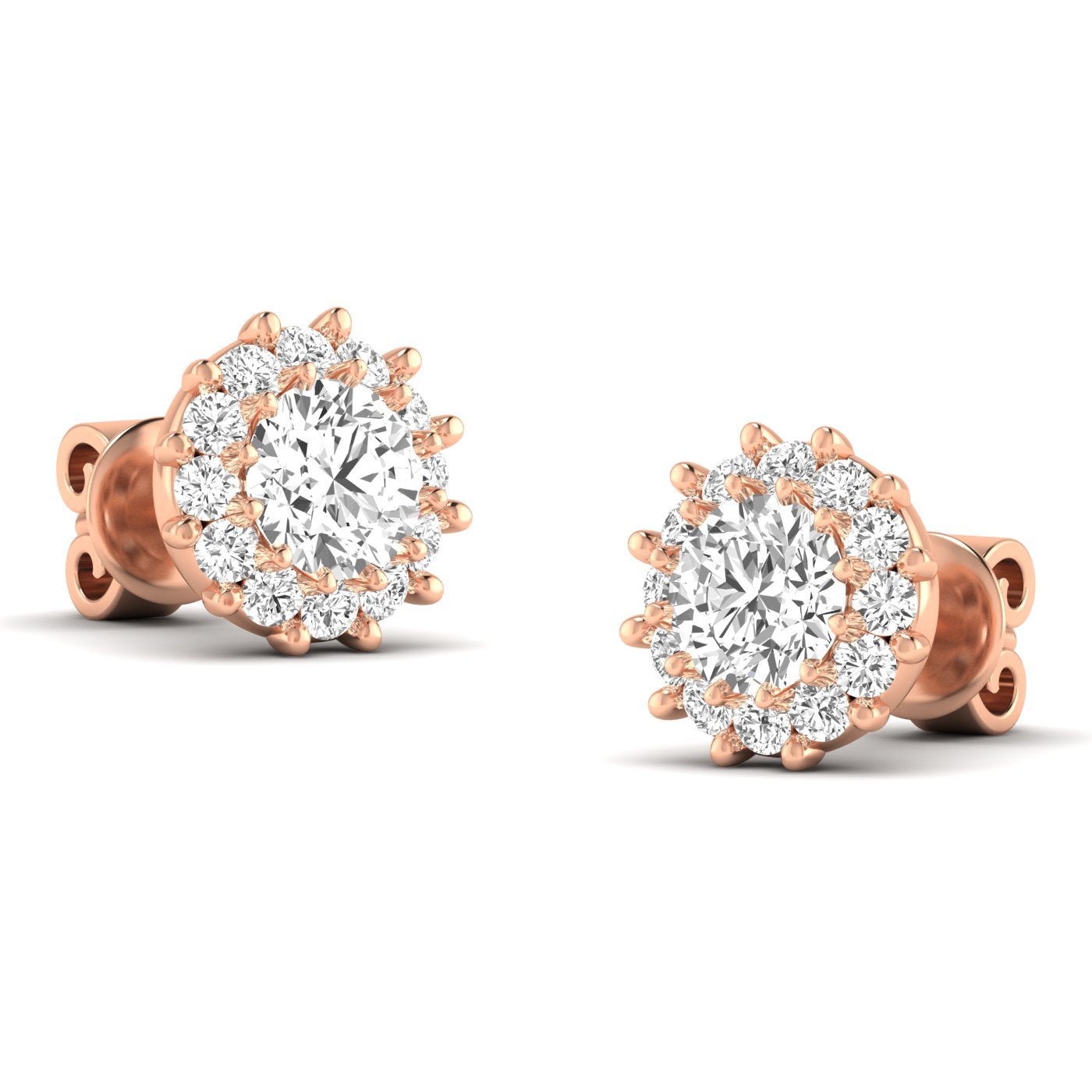 Dazzling Diamond Halo Stud Earrings - Balacia