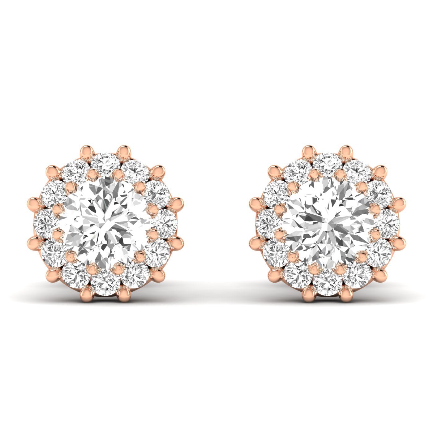 Dazzling Diamond Halo Stud Earrings - Balacia