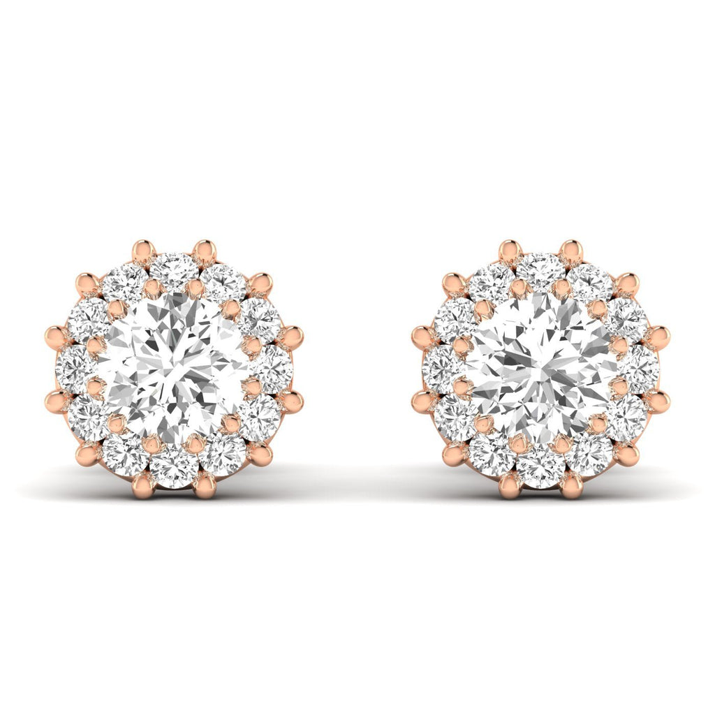 Dazzling Diamond Halo Stud Earrings - Balacia