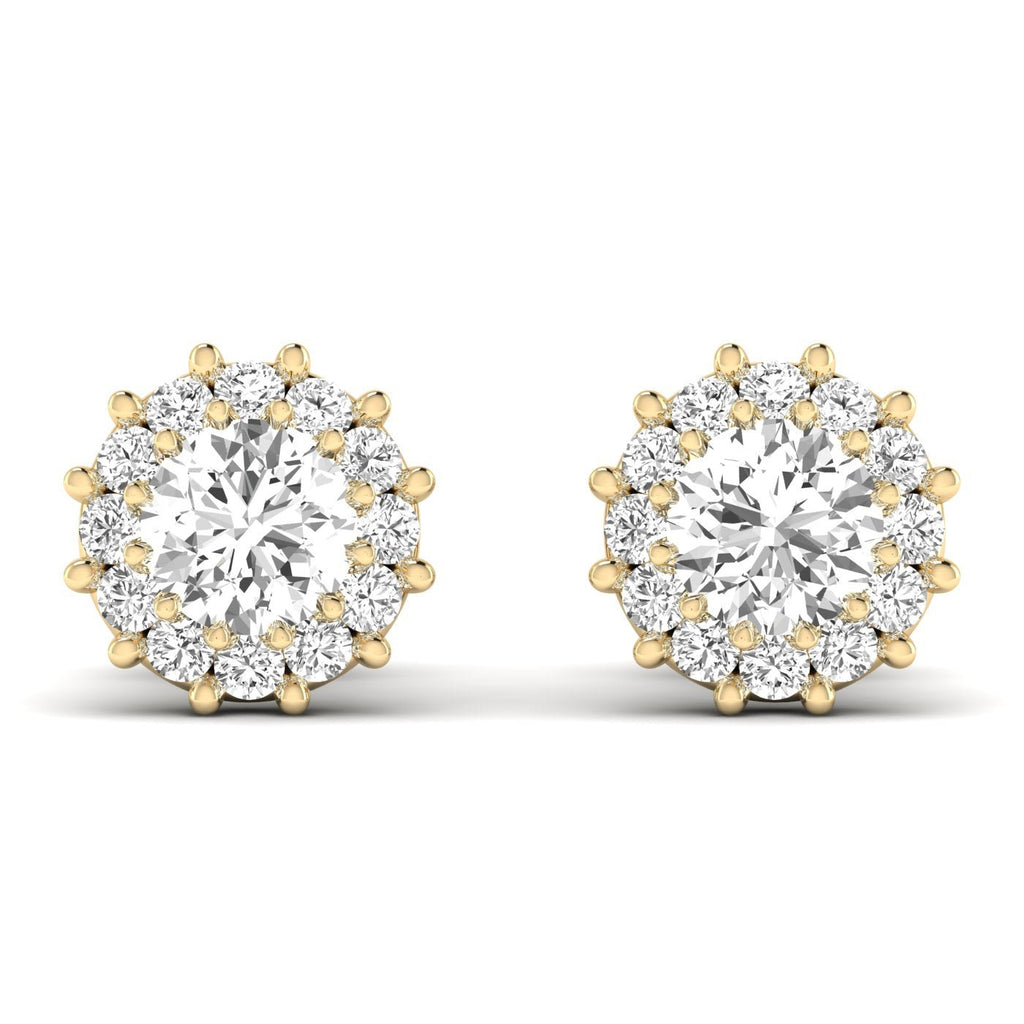 Dazzling Diamond Halo Stud Earrings - Balacia