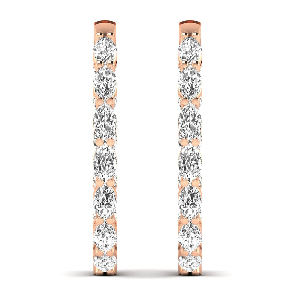 Dazzling Oval Diamond Hoop Earrings - Balacia
