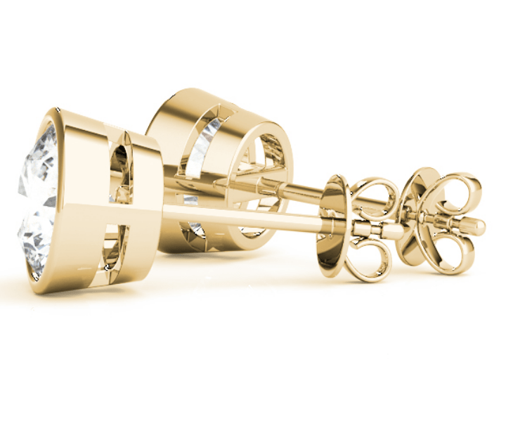gold bezel lab diamond earrings