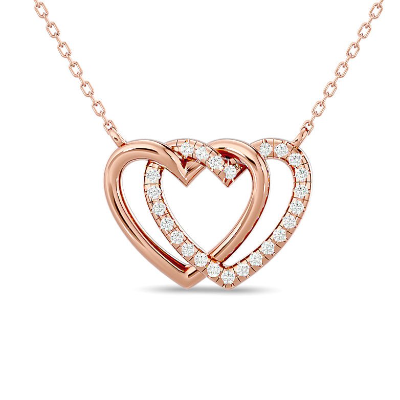 Diamond Hearts Necklace 1/8 ctw 14k Rose Gold