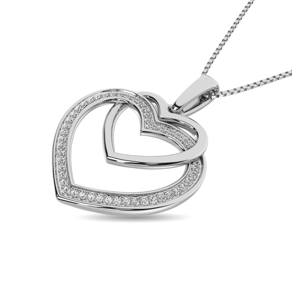 Diamond Duel Heart Pendant 1/10 CT TW in Sterling Silver - Balacia