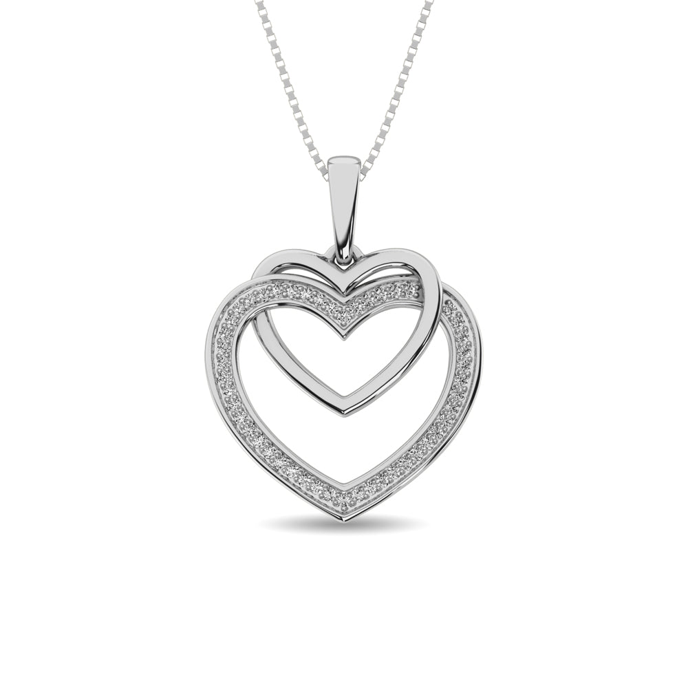 Diamond Duel Heart Pendant 1/10 CT TW in Sterling Silver - Balacia