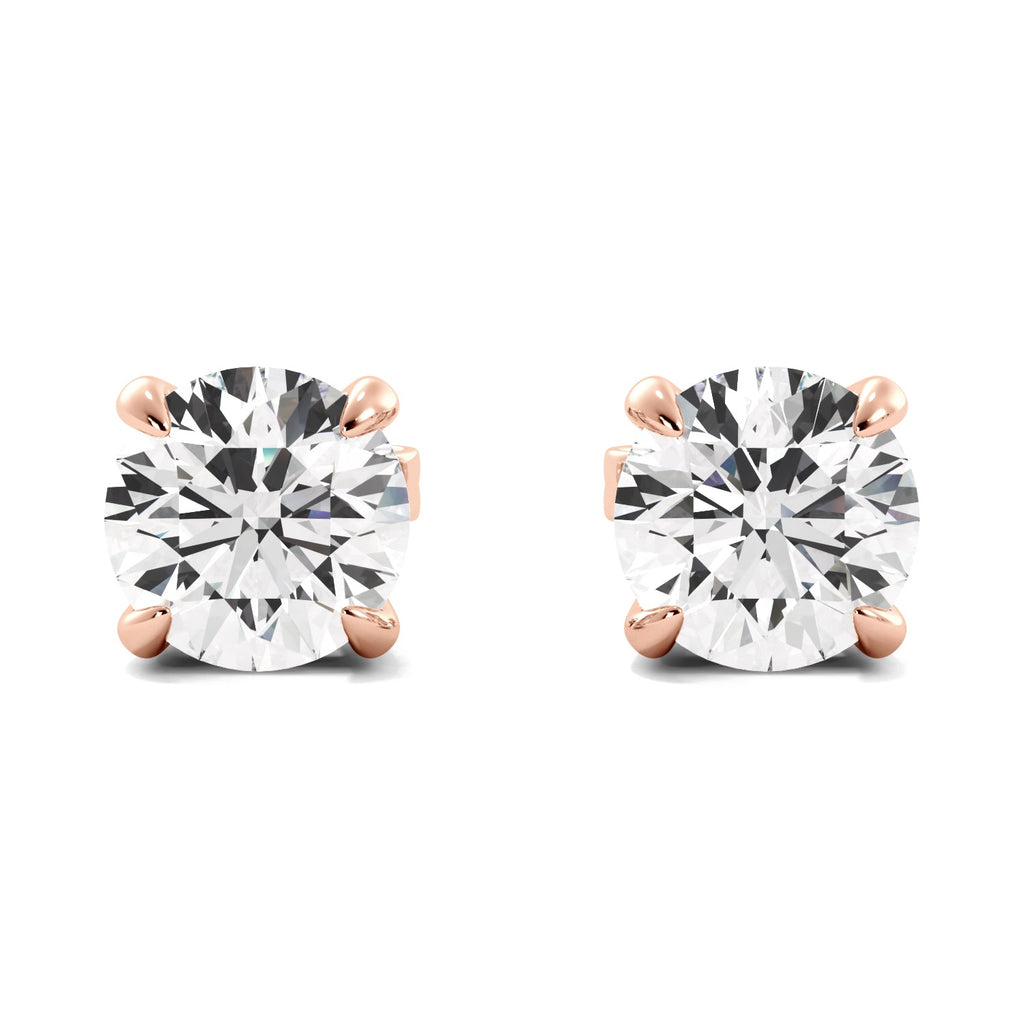 lab diamond stud earrings rose gold