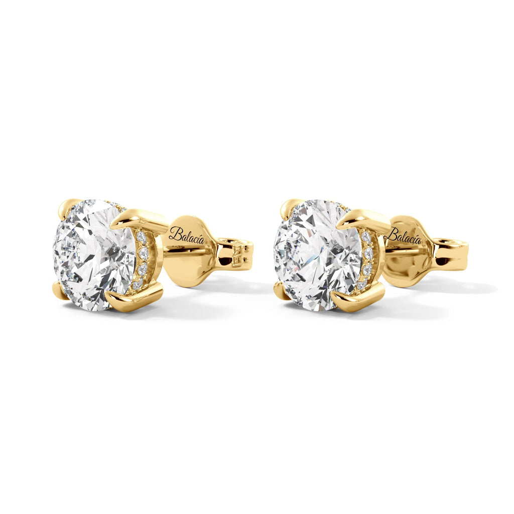 gold lab diamond earrings hidden halo
