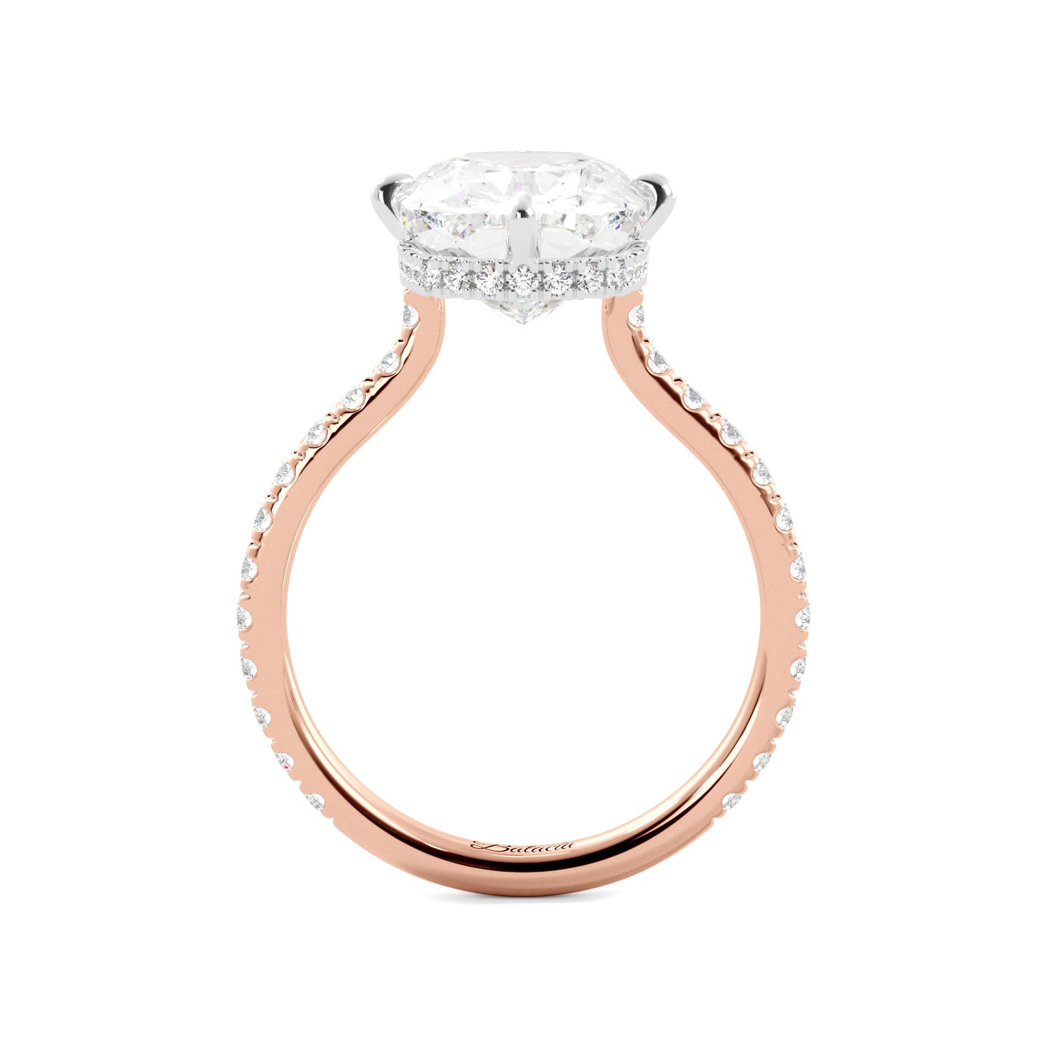 Rose Gold Elongated Cushion-Cut Pave Diamond Engagement Ring Side