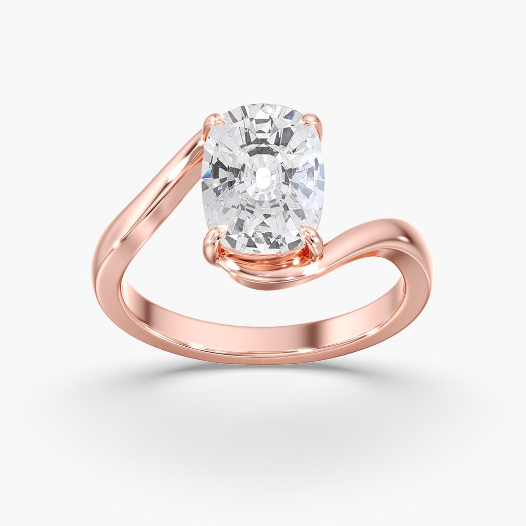 Rose Gold Modern Elongated Cushion Diamond Bypass Ring