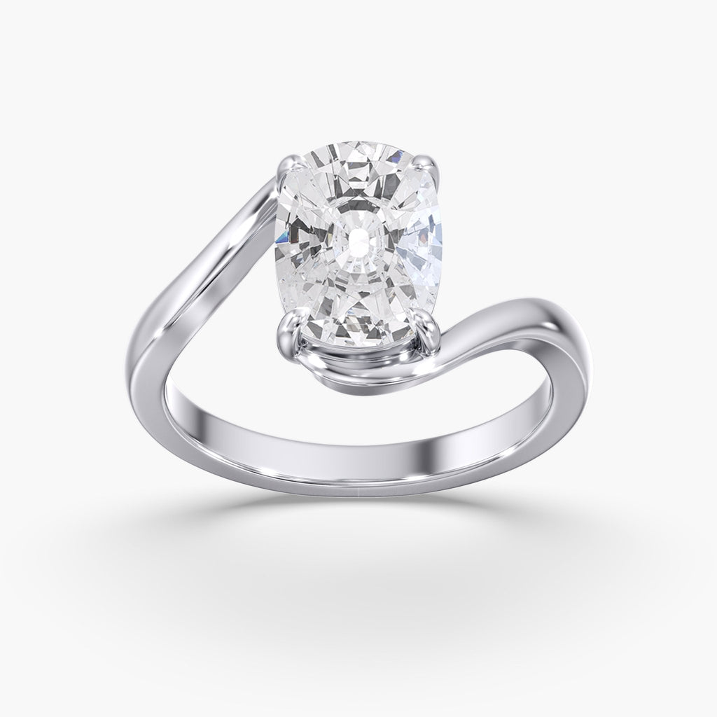 Modern Elongated Cushion Diamond Bypass Ring
