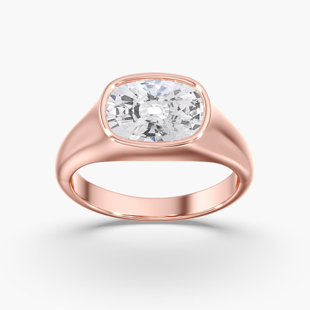 Rose Gold Elongated Cushion Cut Diamond Engagement Ring