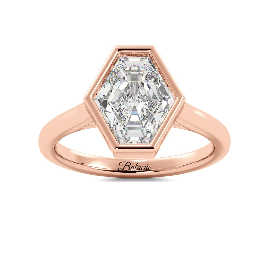 Rose Gold Elongated Hexagon Bezel Ring