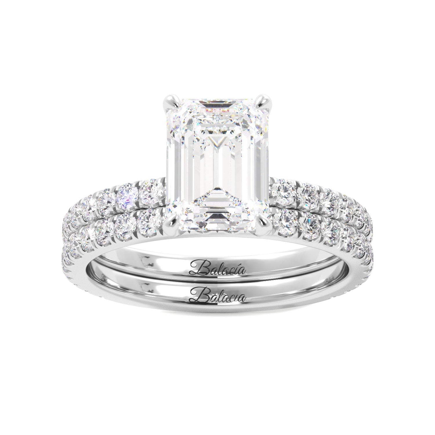 emerald cut engagement ring set