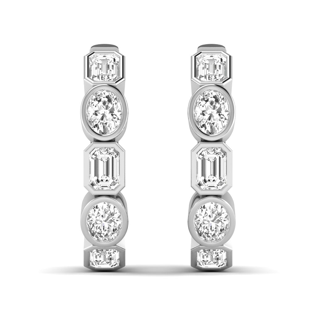 Emerald Cut and Oval Diamond Hoop Earrings - Balacia