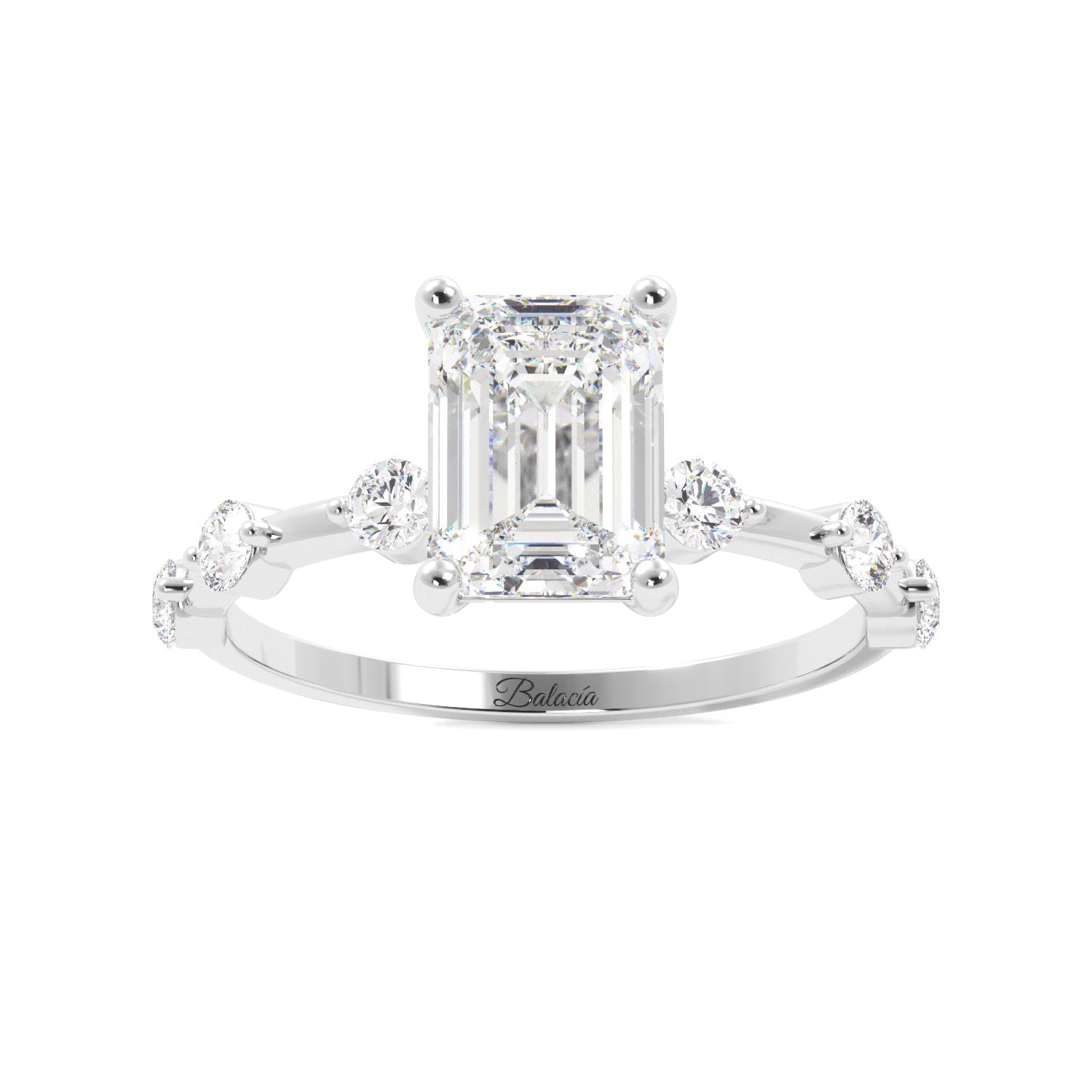 Emerald Cut Dainty Thin Band Engagement Ring