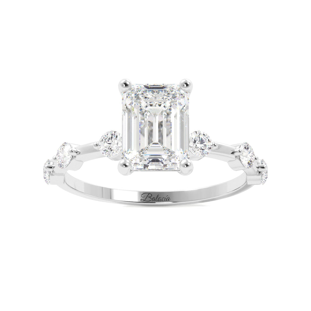 Emerald Cut Dainty Thin Band Engagement Ring - Balacia