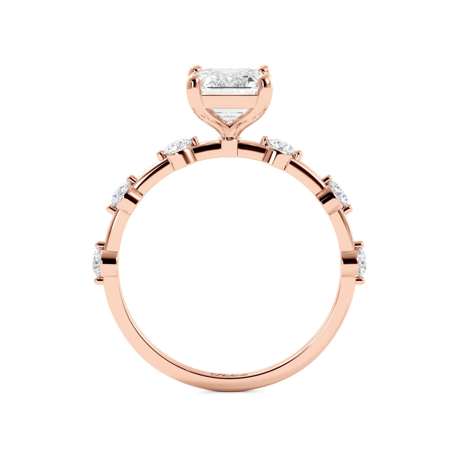 Emerald Cut Dainty Thin Band Engagement Ring - Balacia