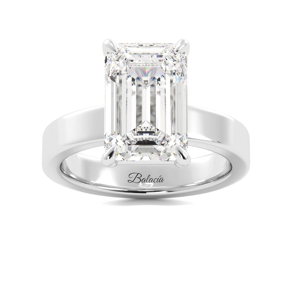 Emerald Cut Diamond Cigar Solitaire Engagement Ring